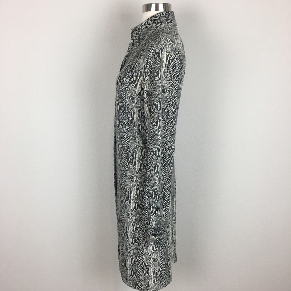 Norma Kamali Black & Off White Snake Print Button Front Long Sleeve Dress Small - Picture 4 of 7